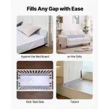 Bed Wedge Pillow for Headboard 60"x6"x6" Foam Bed Gap Filler Fill 0-7" Gap