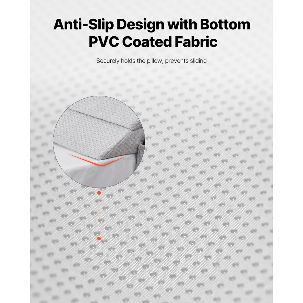 VEVOR Bed Wedge Pillow for Headboard, 1930 x 255 x 152 mm Bed Gap Filler, Fill 0-178mm Gap Between Headboard and Mattress, 25D Foam Mattress Wedge Headboard Pillow with Side Pocket, for Backrest, Gray