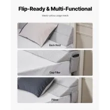Bed Wedge Pillow for Headboard 76"x10"x6" Bed Gap Filler Fill 0-7" Gap