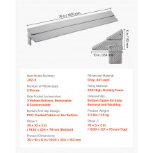Bed Wedge Pillow for Headboard 76"x10"x6" Bed Gap Filler Fill 0-7" Gap