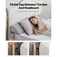 Bed Wedge Pillow 76"x10"x6" Plush Bed Gap Filler Headboard Fill 0-7" Gap