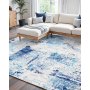 Large Area Rug 5 x 7 ft Anti-Skid and Tear-Resistant Floor Mat Modern Blue