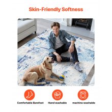 Large Area Rug 5 x 7 ft Anti-Skid and Tear-Resistant Floor Mat Modern Blue
