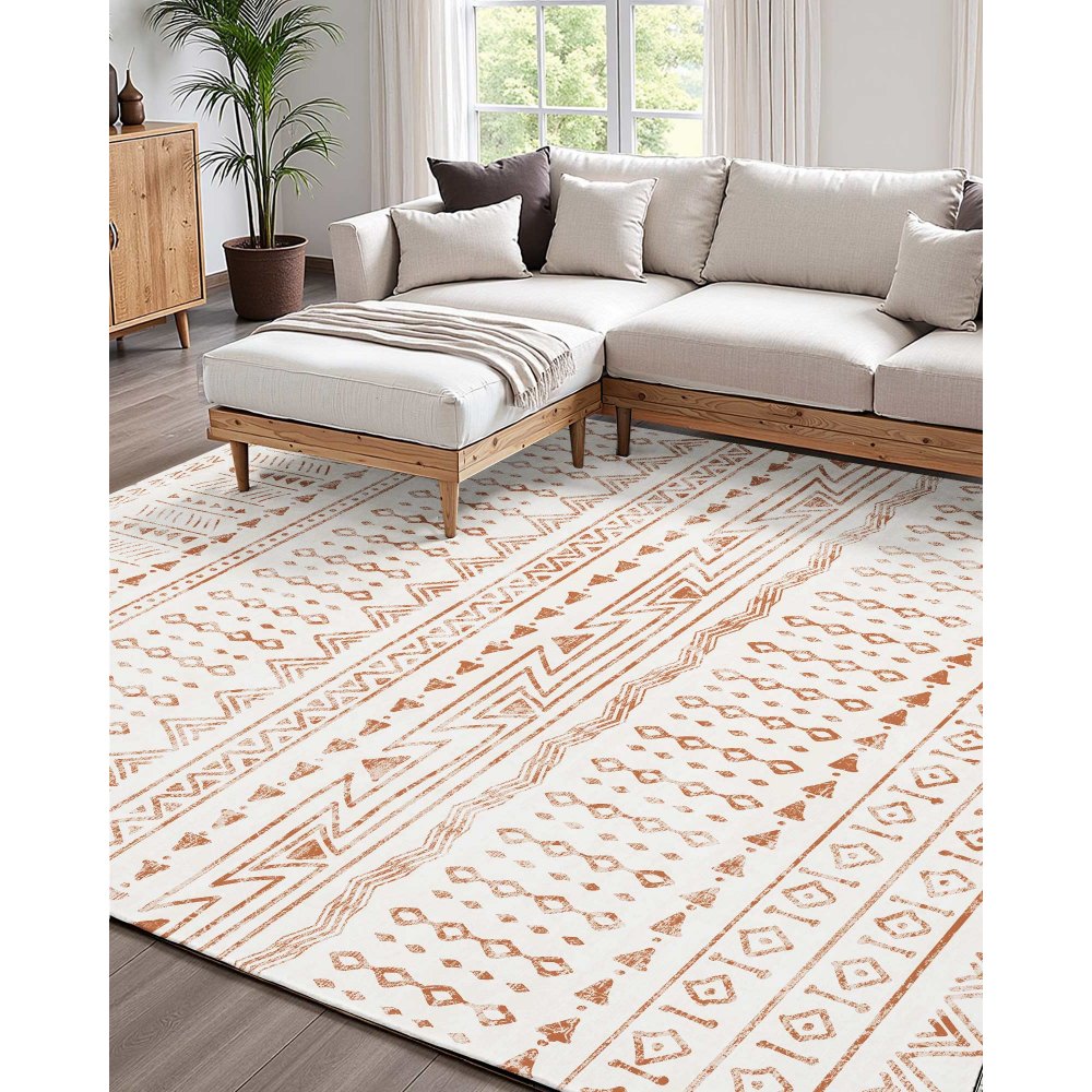 VEVOR Area Rug, 5 x 7 ft Large Washable Rug, Non-Slip and Tear-Resistant Soft Carpet, Pet Friendly Modern Area Rugs, Indoor Mat for Bedroom, Office, Living Room, Entryway, Beige