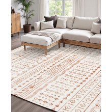 Large Area Rug 5 x 7 ft Anti-Skid and Tear-Resistant Floor Mat Modern Beige