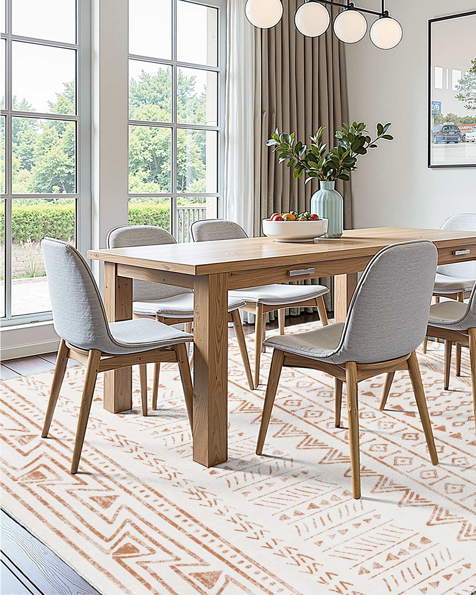 VEVOR Area Rug, 5 x 7 ft Large Washable Rug, Non-Slip and Tear-Resistant Soft Carpet, Pet Friendly Modern Area Rugs, Indoor Mat for Bedroom, Office, Living Room, Entryway, Beige