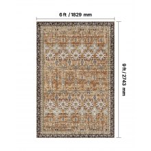 Large Area Rug 6 x 9 ft Anti-Skid Tear-Resistant Floor Mat Vintage Brown Green