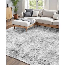 Large Area Rug 6 x 9 ft Anti-Skid and Tear-Resistant Floor Mat Bohemian Gray