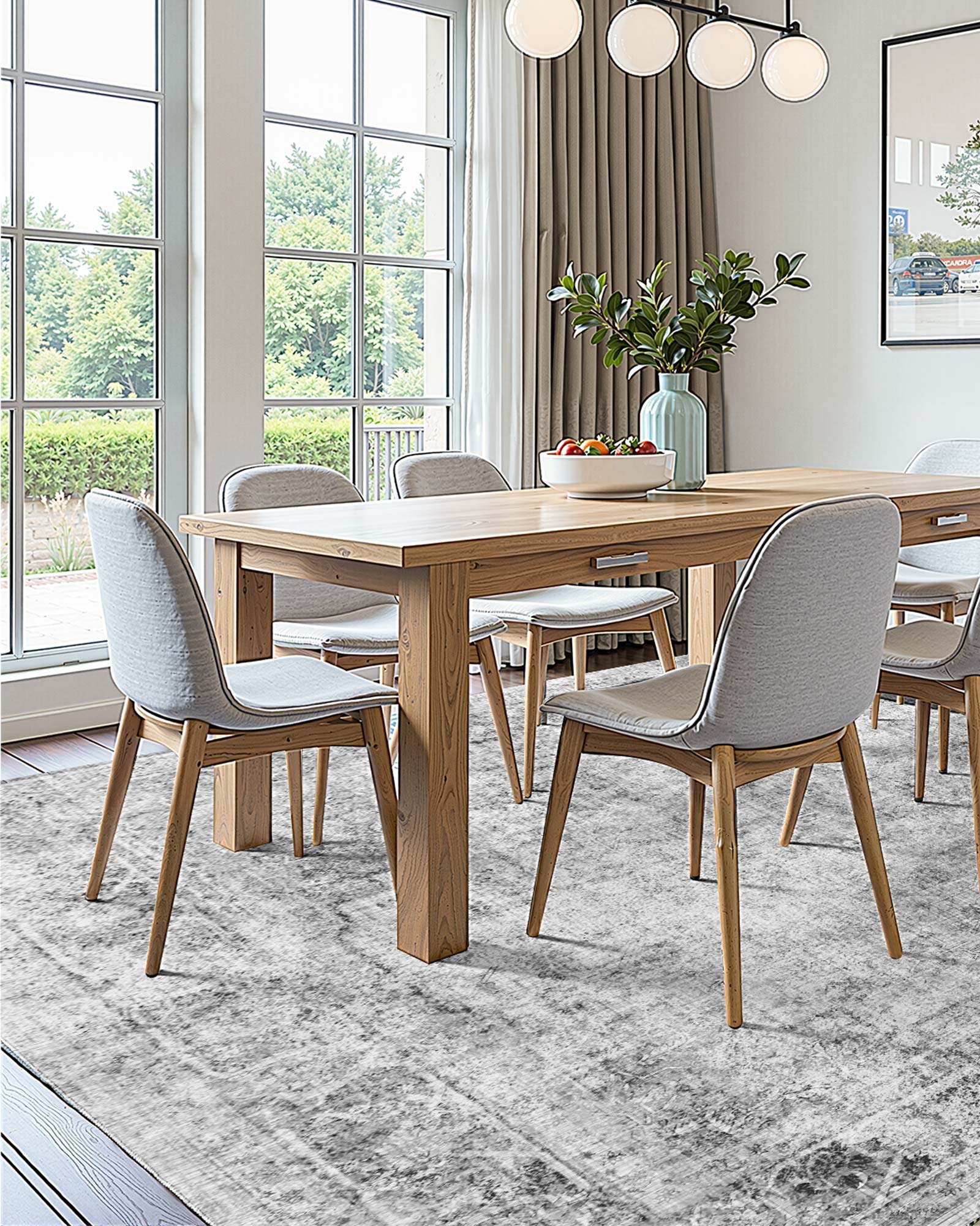 VEVOR Area Rug, 1828.8x2743.2mm Large Washable Boho Rug, Non-Slip Tear-Resistant Soft Carpet, Pet & Child Friendly Bohemian Area Rugs, Indoor Mat for Bedroom, Living Room, Kids Room, Entryway, Gray