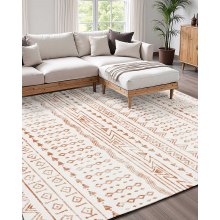 Large Area Rug 6 x 9 ft Anti-Skid and Tear-Resistant Floor Mat Modern Beige