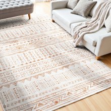Large Area Rug 6 x 9 ft Anti-Skid and Tear-Resistant Floor Mat Modern Beige