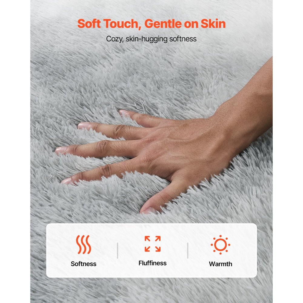 VEVOR Indoor Plush Area Rugs, 1.83x2.74 m Soft Plush Carpet, FFurry Shag Area Rugs for Living Room, Bedroom, Modern Home Decor Aesthetic Long-Pile Rug, Non-Shedding, Slip-Resistant, Tie-Dye Light Gray