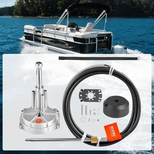 VEVOR Boat Steering System, 17 ft Boat Control Cable Outboard Rotary Steering System Kit with Aluminum Alloy Helm, Durable Marine Replacement for Fishing Boats, Small Sailboats, Speedboats, Lifeboats | VEVOR US VEVOR Boat Steering System, 17 ft Boat Control Cable Outboard Rotary Steering System Kit with Aluminum Alloy Helm, Durable Marine Replacement for Fishing Boats, Small Sailboats, Speedboats, Lifeboats | VEVOR US