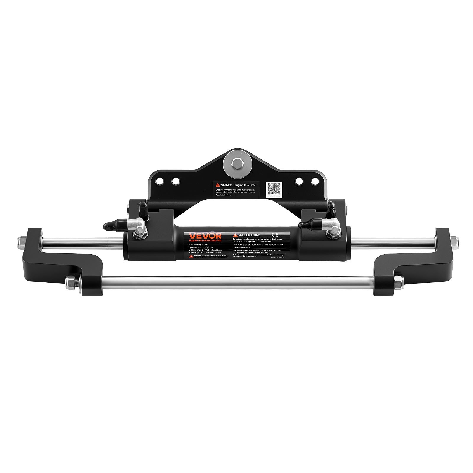 VEVOR Outboard Hydraulic Steering Kit, 200 HP, Marine Boat Hydraulic Steering System with 6.9 MPa Two-Way Lock Helm Pump, Cylinder, 2 PCS 26 ft Hoses, 13.5" Wheel for Single Station, Single-Engine Use