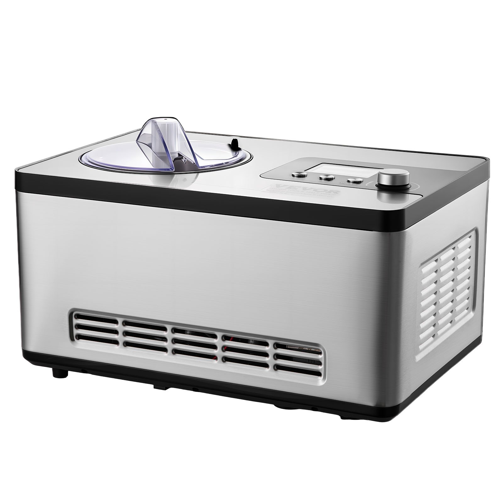 VEVOR Automatic Ice Cream Maker with Built-in Compressor, 2 Quart No Pre-freezing Fruit Yogurt Machine, Stainless Steel Electric Sorbet Maker, 3 Modes Gelato Maker with LCD Display & Timer, Silver