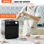 person making ice cream cones using VEVOR ice cream maker with 2qt capacity on a kitchen counter.