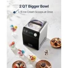 VEVOR Upright Automatic Ice Cream Maker with Built-in Compressor, 2 Quart No Pre-freezing Fruit Yogurt Machine, Stainless Steel Electric Sorbet Maker, 4 Modes Gelato Maker with Digital Display & Timer