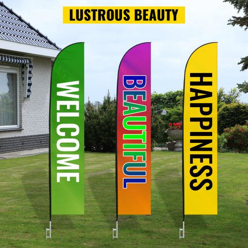 VEVOR Advertising Flag Pole, 4 x Feather Flag Bundles with Ground Spike, 16 ft Windless Flag Pole Sets with Ground Mounting Stake, 6pcs Swooper Flag Pole Kit, Sign Flag for Businesses Storefronts