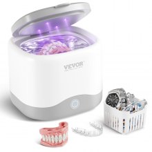 VEVOR Ultrasonic Cleaner for Dentures, 200ML Retainer Cleaner Machine with UV Light, 30W Cleaning Machine for Dental, Retainer, Aligner, Braces, Mouth Guards, Toothbrush Head, Shaver Head, Jewelry