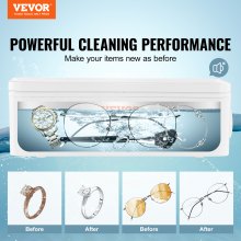 VEVOR Jewelry Cleaner Ultrasonic Machine, Ultrasonic Cleaner Machine 16oz (470ml) with 4 Timer Modes, Portable ultrasonic jewelry cleaner with Cleaning Basket for Eyeglasses, Watches, Dentures, Rings