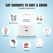 VEVOR Jewelry Cleaner Ultrasonic Machine, Ultrasonic Cleaner Machine Portable 22oz (650ml) with 5 Digital Timer, Sonic Jewelry Cleaner with 2 Cleaning Baskets for Eyeglasses, Watches, Dentures, Rings