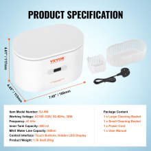 VEVOR Jewelry Cleaner Ultrasonic Machine, Ultrasonic Cleaner Machine Portable 22oz (650ml) with 5 Digital Timer, Sonic Jewelry Cleaner with 2 Cleaning Baskets for Eyeglasses, Watches, Dentures, Rings