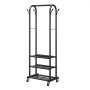 VEVOR Clothes Rack, Rolling Clothing Garment Rack with Hanging Rod and Side Hooks, 3 Storage Shelves, 45 kg Load Capacity, Heavy Duty Carbon Steel Clothing Racks for Bedroom, Laundry, Living Room