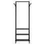 VEVOR Clothes Rack, Rolling Clothing Garment Rack with Hanging Rod and Side Hooks, 3 Storage Shelves, 45 kg Load Capacity, Heavy Duty Carbon Steel Clothing Racks for Bedroom, Laundry, Living Room
