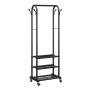 VEVOR Clothes Rack, Rolling Clothing Garment Rack with Hanging Rod and Side Hooks, 3 Storage Shelves, 45 kg Load Capacity, Heavy Duty Carbon Steel Clothing Racks for Bedroom, Laundry, Living Room