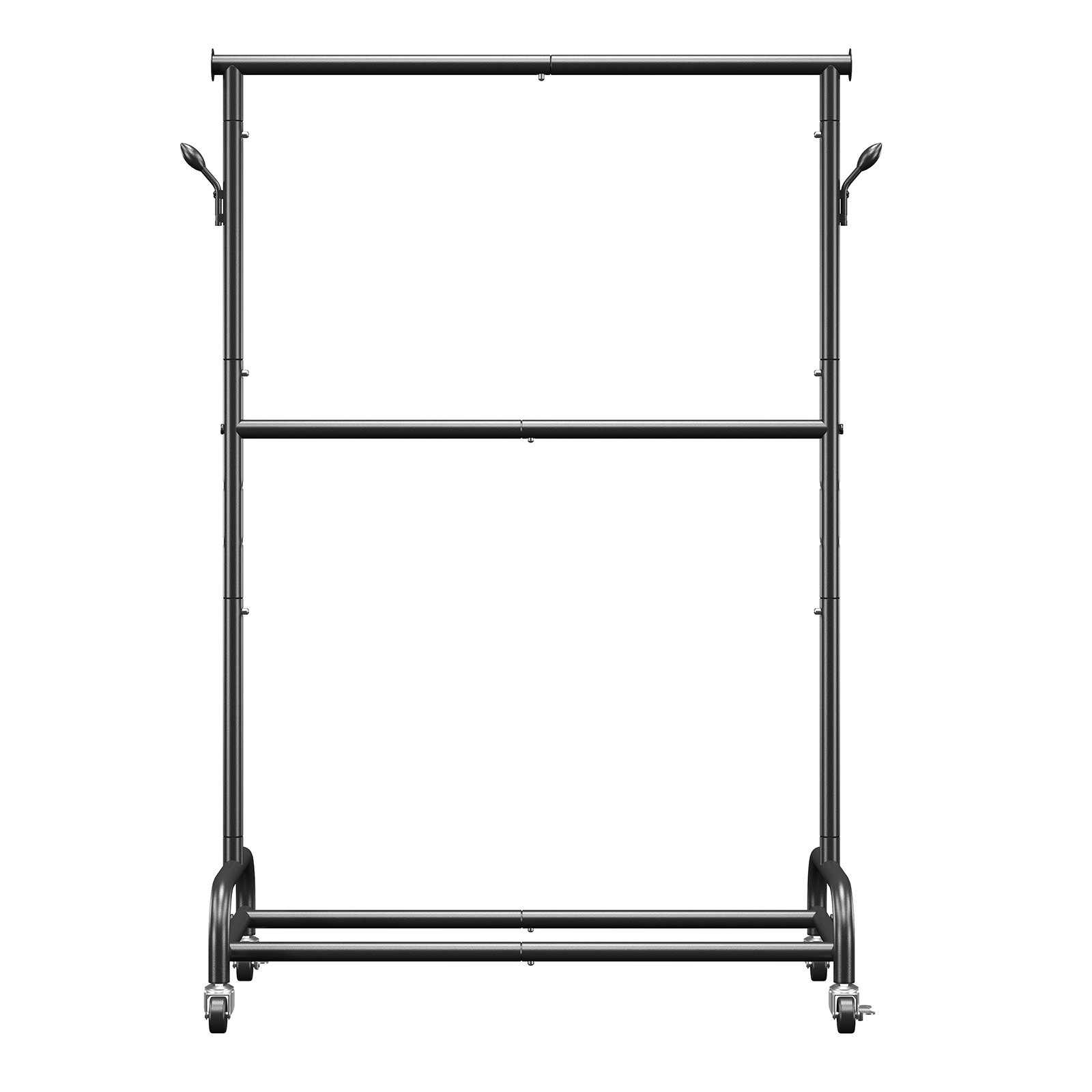 VEVOR Clothes Rack, Rolling Clothing Garment Rack with Adjustable Crossbar and Side Hooks, 68 kg Load Capacity, Heavy Duty Carbon Steel Clothing Racks with Wheels for Bedroom, Laundry, Living Room