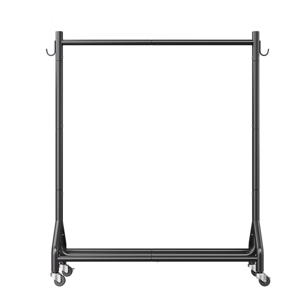 VEVOR Clothes Rack, Rolling Clothing Garment Rack with Hanging Rod and Side Hooks, 198 lbs Load Capacity, Heavy Duty Carbon Steel Clothing Racks with Wheels, Ideal for Bedroom, Laundry, Living Room