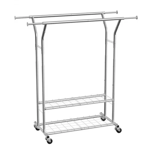 Simple Houseware Tringle réglable pour penderie, chromée - Lot de 2