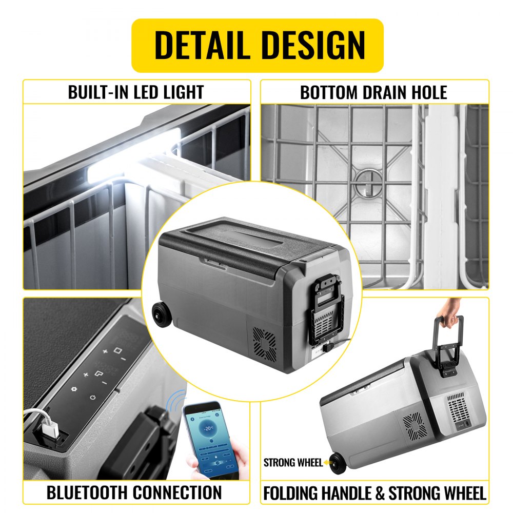 VEVOR Portable Car Freezer, 36L Portable Refrigerator Freezer, Dual Storage Zone Camping Freezer, -4°F~50°F 12 Volt Fridge Freezer, Car Freezer for Car and Home Use, DC 12/24V, AC 100-240V, USB Port