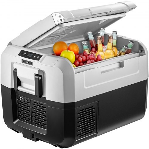 Congelador portátil para automóvil VEVOR, congelador portátil para refrigerador de 37 cuartos de galón, congelador para acampar con zona de almacenamiento dual, congelador para refrigerador de 12 voltios de -14.8 °F ~ 50 °F, congelador para automóvil para uso doméstico y en automóvil, DC 12 / 24V, AC 100-240V