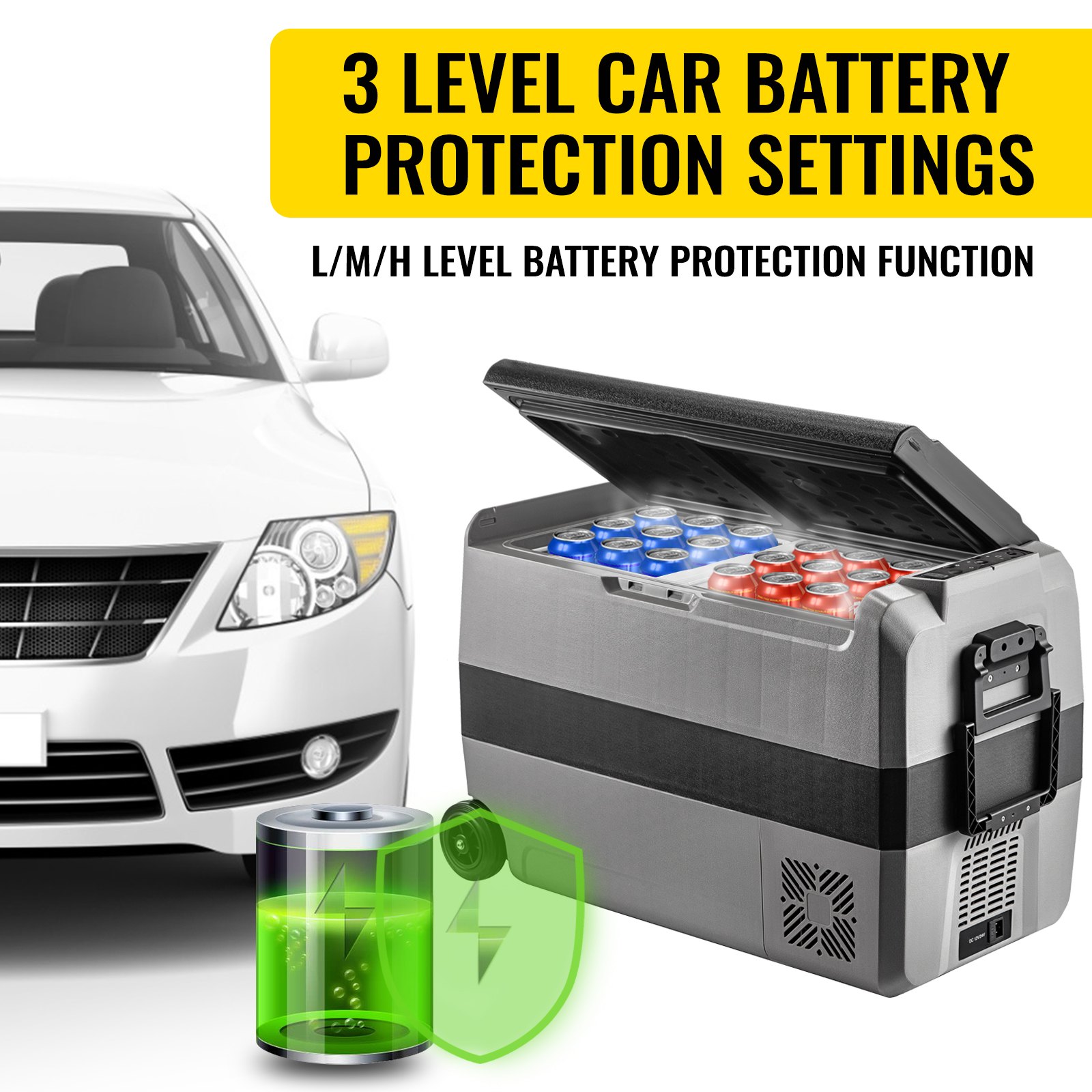 Vevor Portable Car Freezer 50l Car Refrigerator 12/24v Camping Fridge Freezer