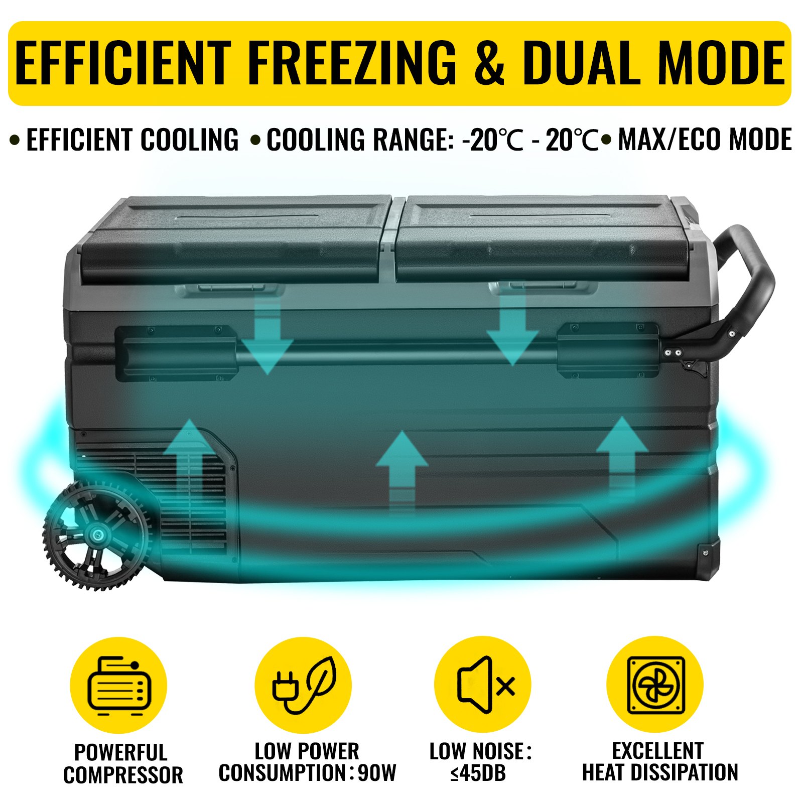 Portable Car Freezer, 100 Quart Portable Refrigerator Freezer, 95L Dual Storage Zone Camping Freezer, -4℉~68℉ 12 Volt Fridge Freezer, Car Freezer for Car and Home Use, DC 12/24V, AC 100-240V Portable Car Freezer, 100 Quart Portable Refrigerator Freezer, 95L Dual Storage Zone Camping Freezer, -4℉~68℉ 12 Volt Fridge Freezer, Car Freezer for Car and Home Use, DC 12/24V, AC 100-240V