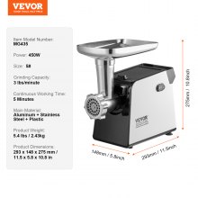 VEVOR Electric Meat Grinder 3 Lbs/Min Sausage Stuffer Maker for Home Kitchen