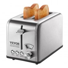 VEVOR Retro Stainless Steel Toaster, 2 Slice, 825W 1.5'' Extra Wide Slots Toaster with Removable Crumb Tray 6 Browning Levels, Reheat Cancel Defrost and Bagel Functions for Toasting Bread Bagel Waffle