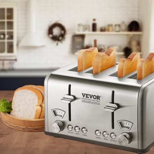 VEVOR Retro Stainless Steel Toaster, Slice, 1625W Extra