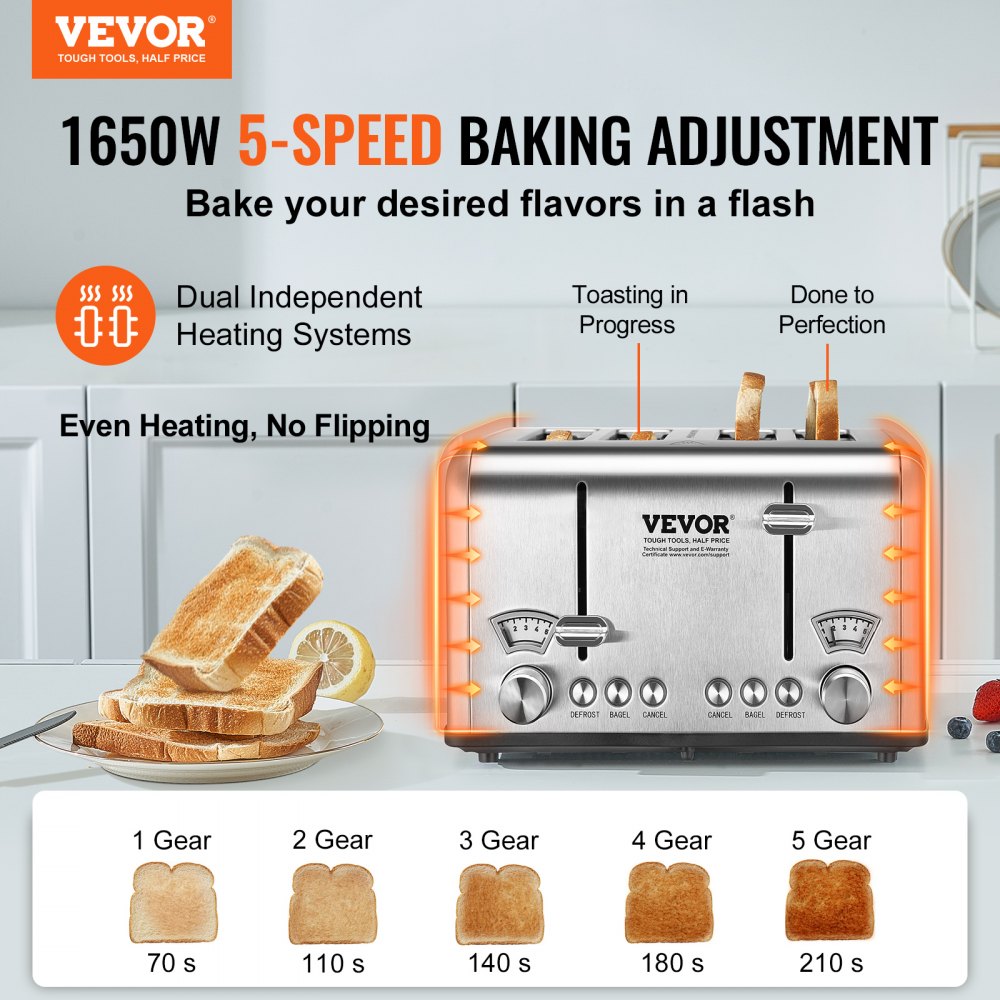 4-Slice Stainless Steel Toaster For Hassles Free Breakfast