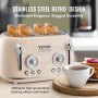 VEVOR Brushed Stainless Steel Toaster, 4 Slice, 1650W 1.5'' Extra Wide Slots Toaster with Removable Crumb Tray 5 Browning Levels, Cancel Defrost and Bagel Functions for Toasting Bread Bagel Waffle