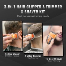 VEVOR Professional Hair Clipper for Men 3-in-1 Hair Clipper Trimmer & Shaver Set