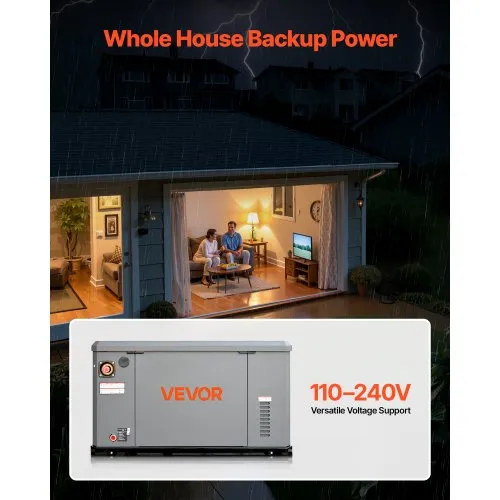 VEVOR Standby Generator, Dual Fuel Whole Home Generator, LPG 22Kw Max Power  & Natural Gas 20Kw Max Power, Whole House Power Backup For Home Backup, ...