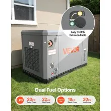 VEVOR Standby Generator, Dual Fuel Whole Home Generator, LPG 22Kw Max Power & Natural Gas 20Kw Max Power, Whole House Power Backup For Home Backup, Camping, AVR Voltage Regulation, LCD Display