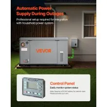VEVOR Standby Generator, Dual Fuel Whole Home Generator, LPG 22Kw Max Power & Natural Gas 20Kw Max Power, Whole House Power Backup For Home Backup, Camping, AVR Voltage Regulation, LCD Display