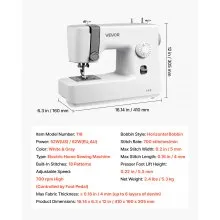 VEVOR Sewing Machine Portable Electric Sewing Machine 18 Stitch Applications