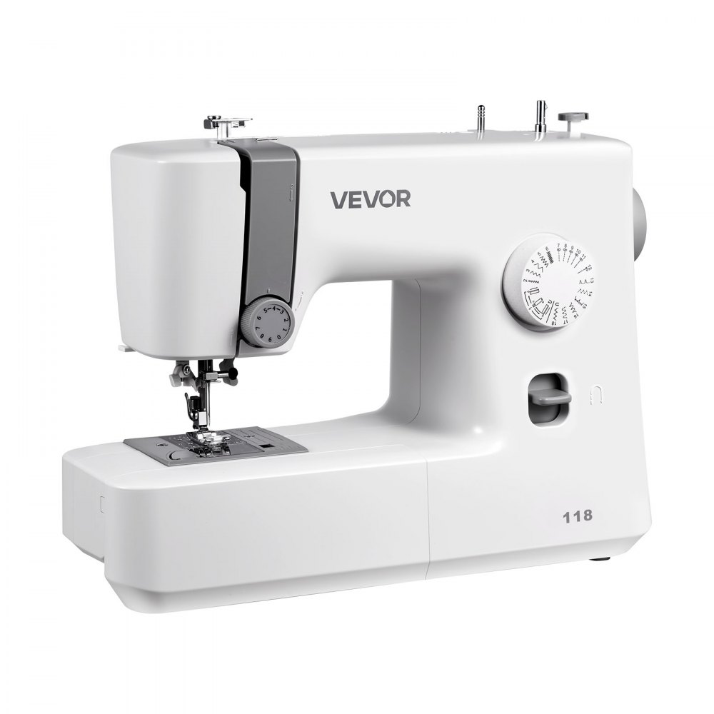 VEVOR Sewing Machine, 18 Stitch Applications, with LED Light and Foot Pedal, Simple Dial Control, Interior Metal Frame, Lightweight and Portable Beginner Sewing Machine for Adults Crafts and Mending