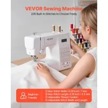 VEVOR Computerized Sewing Machine Digital Sewing Machine 200 Stitch Applications