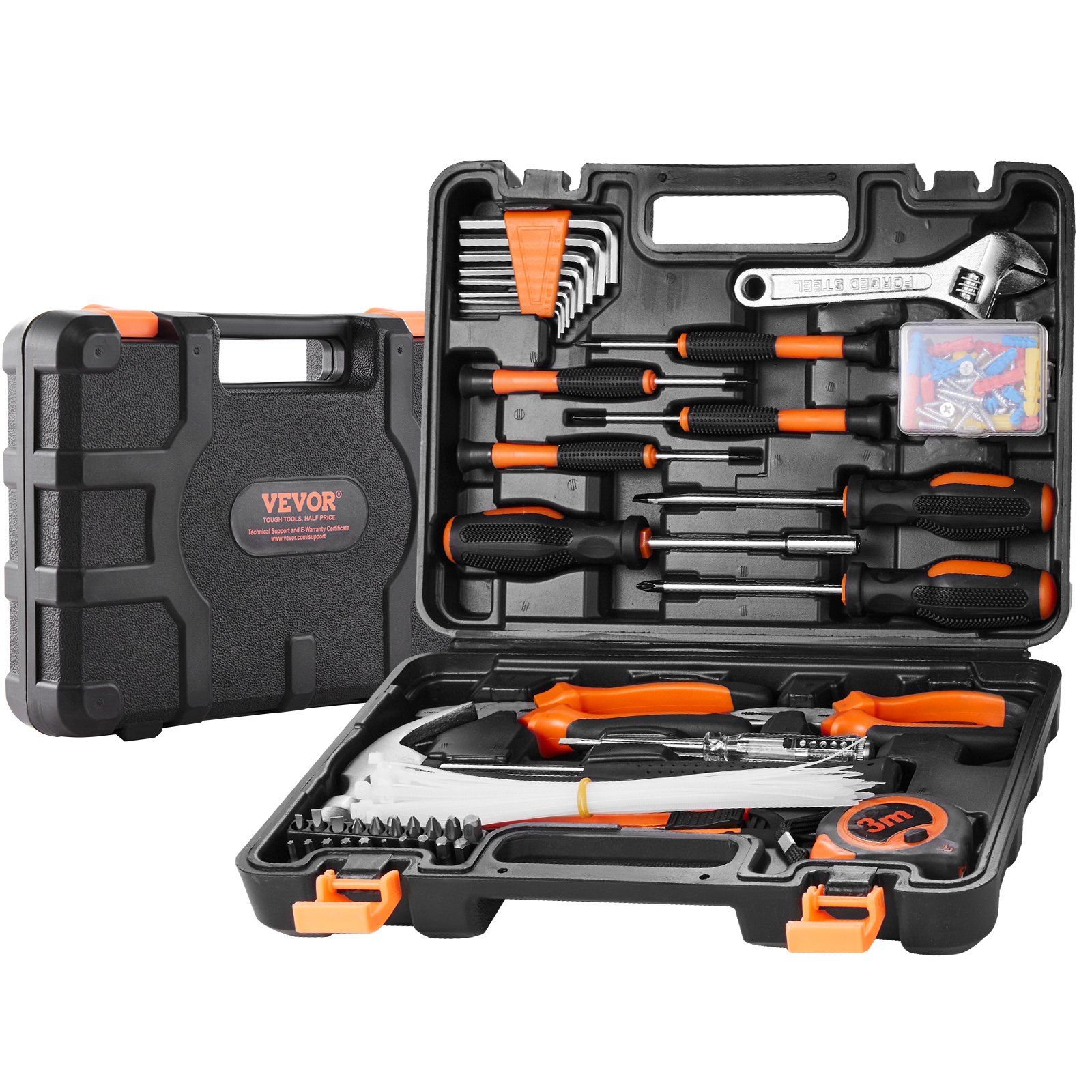 VEVOR Tool Kit, 132 Piece General Household Hand Tool Set, Home Repairing Tool Kit with Portable Tool Storage Case, High-Quality Steel, for Home Maintenance, DIY Projects, and Automotive Repair