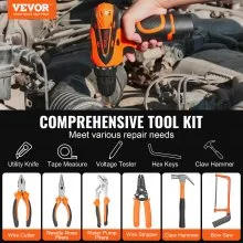 VEVOR Tool Kit, 146 Piece General Household Hand Tool Set, with Electric Drill and Portable Tool Storage Case, High-Quality Steel, for Home Maintenance, DIY Projects, and Automotive Repair